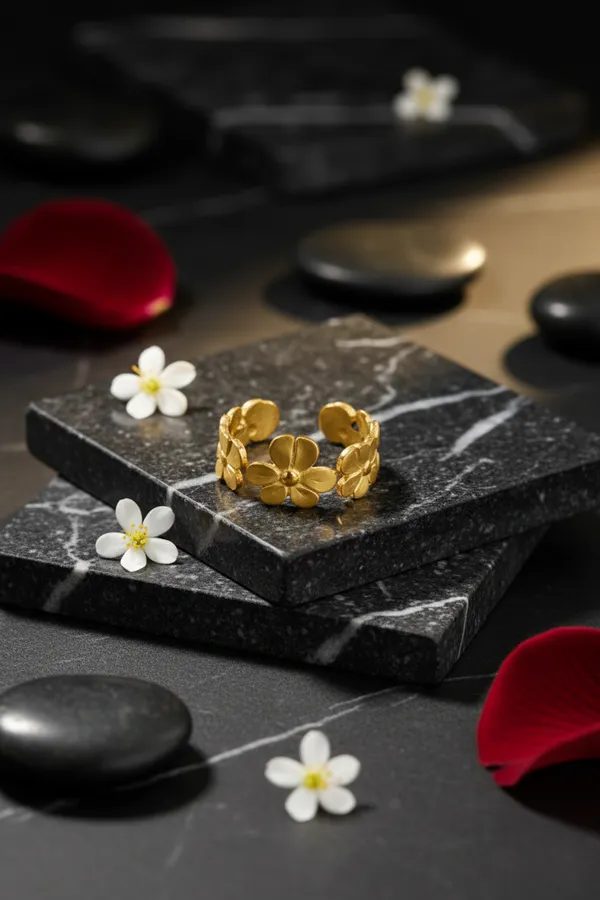 Golden_Elegant_Floral_Ring_With_Adjustable_Open_Band_For_Women