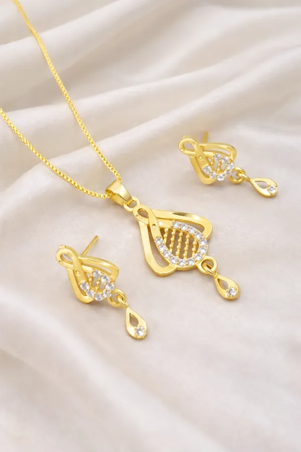 Gold_Plated_Cz_Stone_Pendant_Necklace_Set_With_Earrings_For_Women