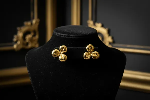 Golden_Three_Petal_Flower_Stud_Earrings_For_Women