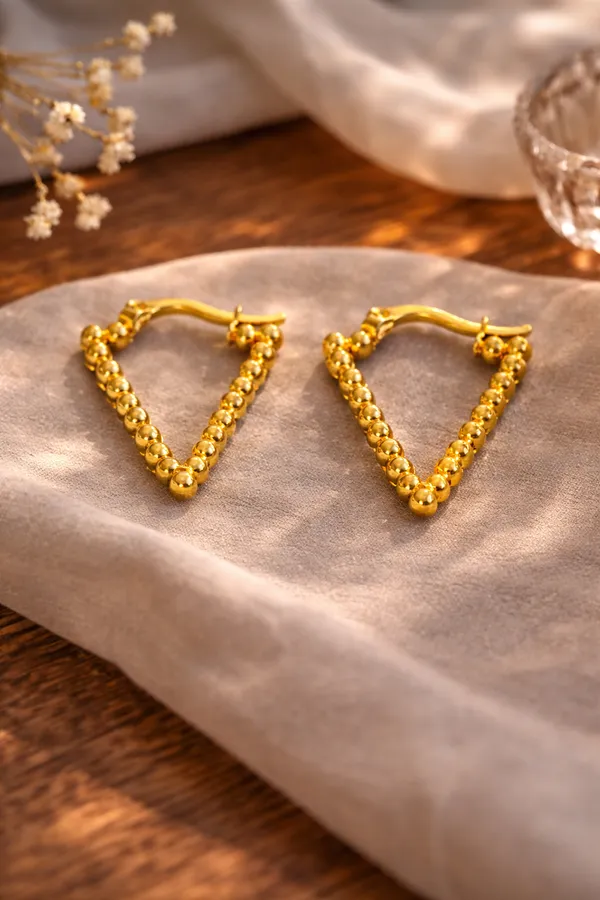 Gold_Plated_Beaded_Heart_Shaped_Hoop_Earrings_For_Women
