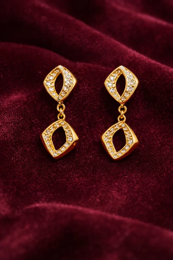 Golden_Elegant_Gold_Plated_Double_Diamond_Drop_Earrings_With_Crystal_Studs_For_Women