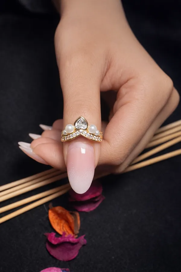 Multicolour_Crown_Design_Pearl_And_Crystal_Ring_Set_For_Women