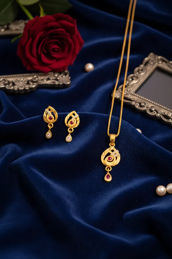 Golden_Ruby_Peacock_Pendant_Necklace_Set_With_Matching_Earrings_For_Women