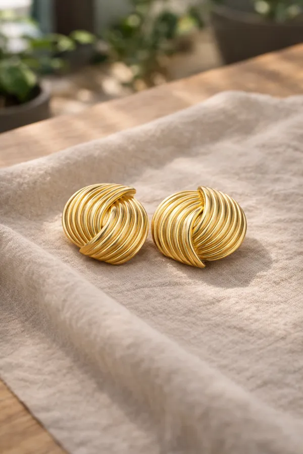Golden_Elegant_Ribbed_Swirl_Stud_Earrings_For_Women