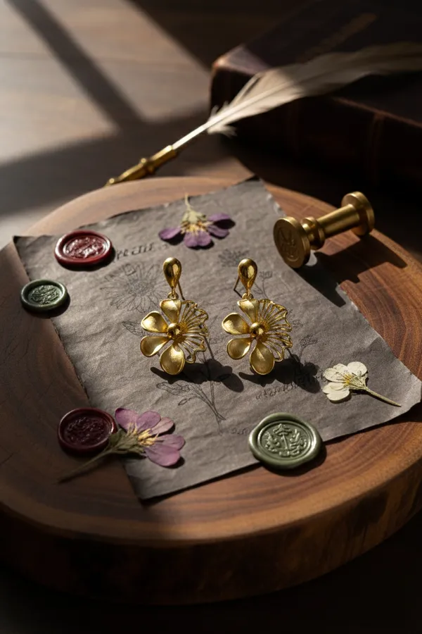 Golden_Floral_Drop_Earrings_For_Women