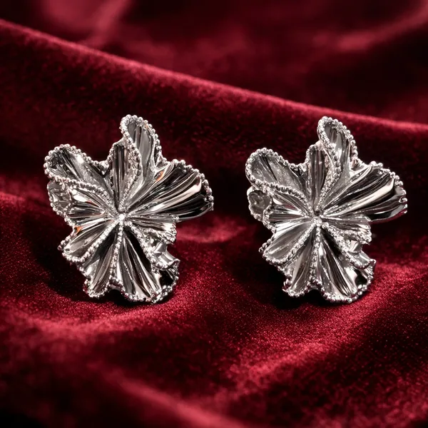 White_Elegant_Silver_Toned_Floral_Stud_Earrings_For_Women