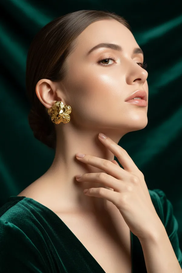 Silver_Gold_Plated_Floral_Stud_Earrings_For_Women