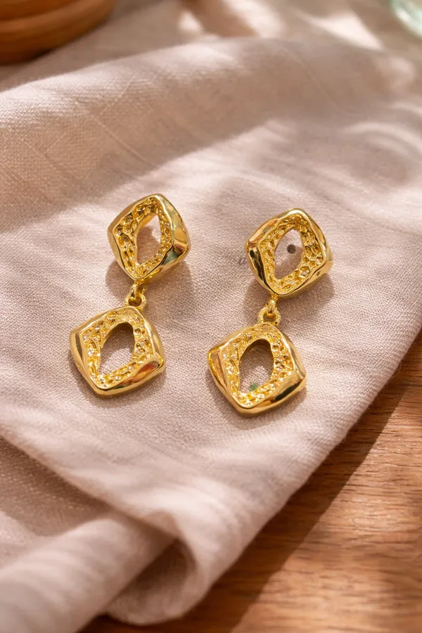 Golden_Elegant_Gold_Plated_Double_Diamond_Drop_Earrings_With_Crystal_Studs_For_Women