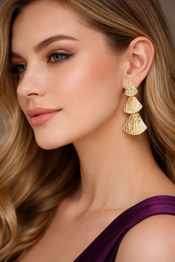 Brown_Textured_Triple_Tier_Drop_Earrings_For_Women