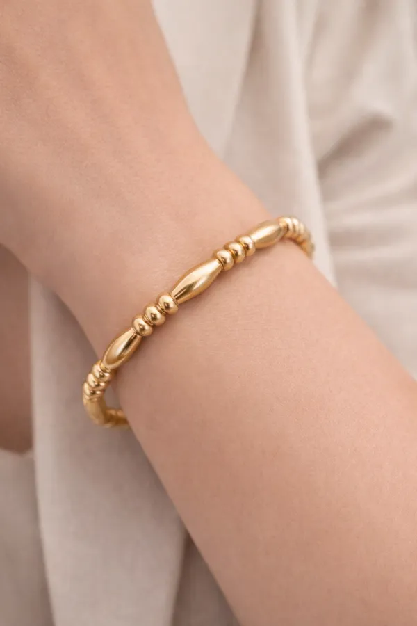 Golden_Beaded_Stretch_Bracelet_For_Women