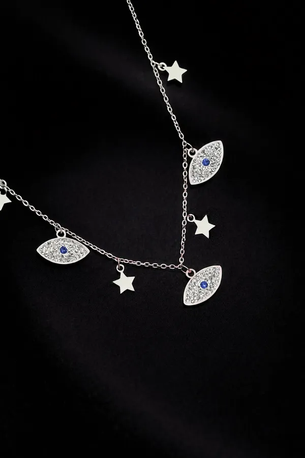 Golden_Evil_Eye_Charm_Necklace_With_Star_Accents_Silver_Toned_Fashion_Jewelry_For_Women