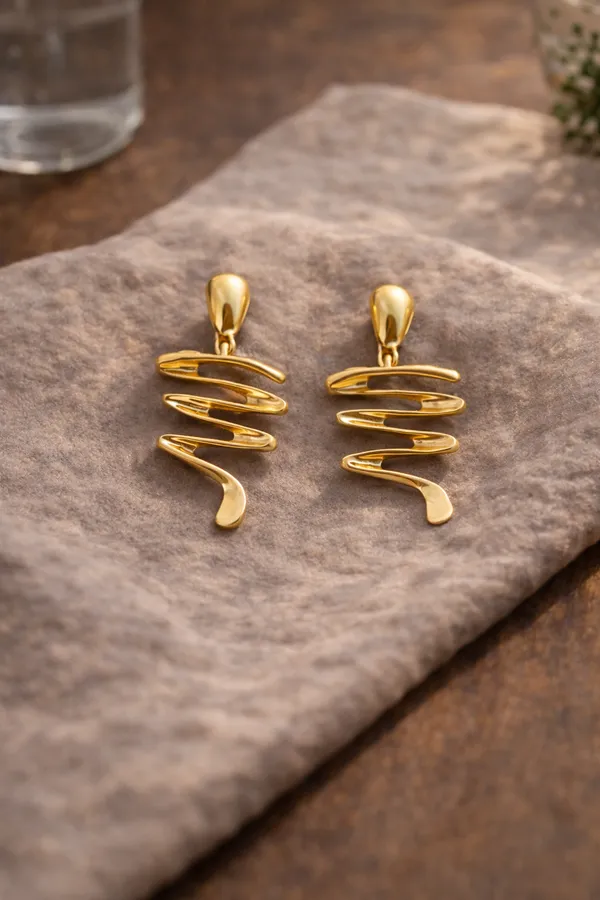Gold_Plated_Spiral_Drop_Earrings_For_Women
