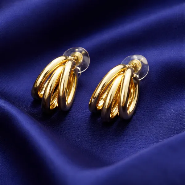 Golden_Triple_Hoop_Stud_Earrings_For_Women