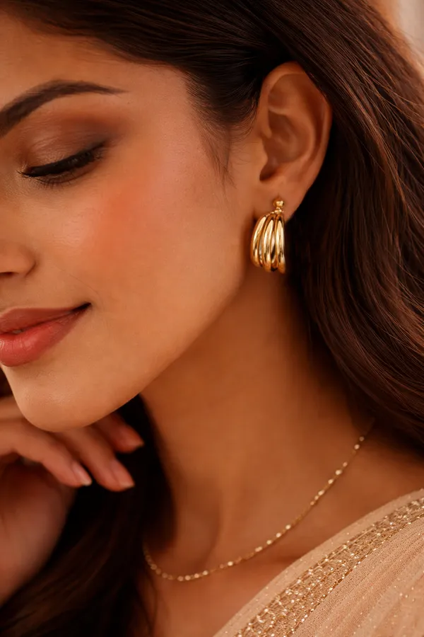 Golden_Triple_Hoop_Stud_Earrings_For_Women