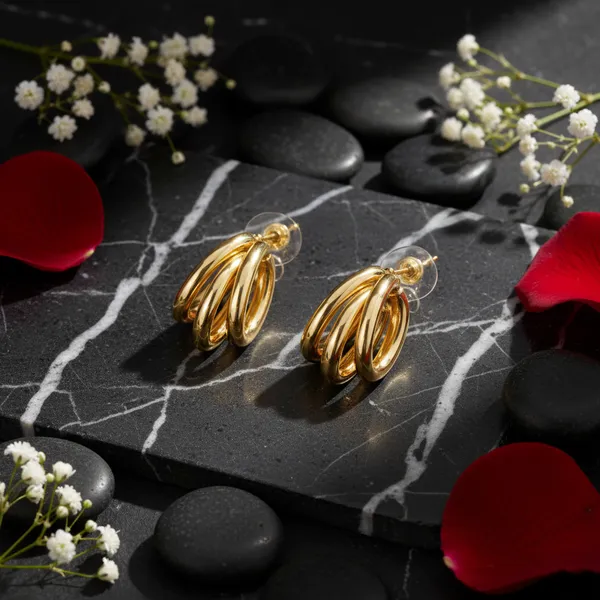 Golden_Triple_Hoop_Stud_Earrings_For_Women
