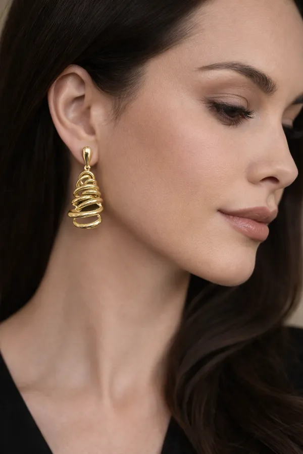 Gold_Plated_Spiral_Cone_Drop_Earrings_For_Women
