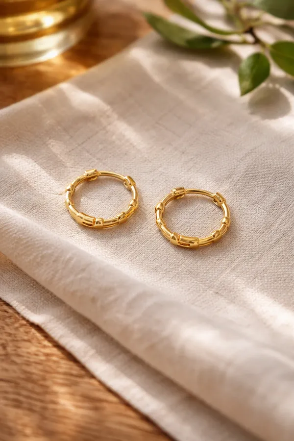 Gold_Plated_Bamboo_Textured_Hoop_Earrings_For_Women