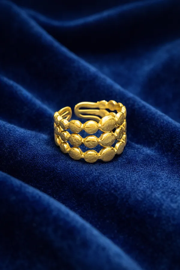 Gold_Plated_Triple_Row_Beaded_Adjustable_Ring_For_Women