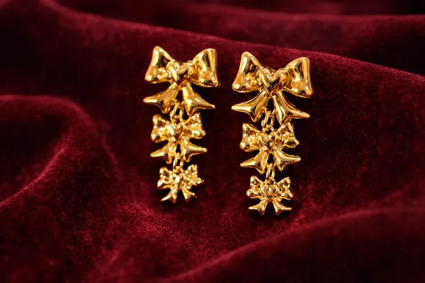 Golden_Triple_Bow_Drop_Earrings_Gold_Plated_For_Women