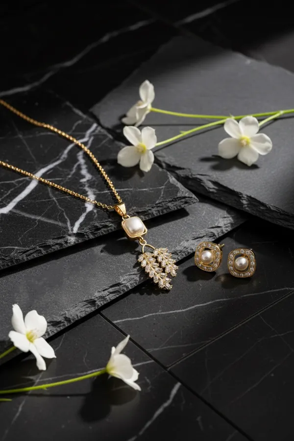 Off_White_Elegant_Pearl_And_Leaf_Pendant_Necklace_With_Matching_Stud_Earrings_Set_For_Women