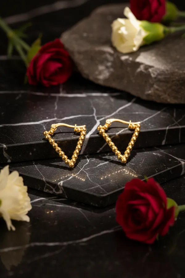 Gold_Plated_Beaded_Heart_Shaped_Hoop_Earrings_For_Women