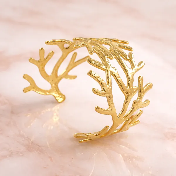 Golden_Coral_Branch_Cuff_Bracelet_For_Women