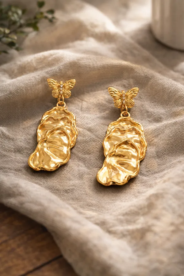 Gold_Plated_Butterfly_Oyster_Shell_Drop_Earrings_For_Women