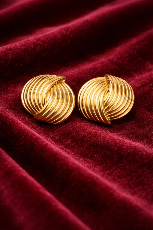 Golden_Elegant_Ribbed_Swirl_Stud_Earrings_For_Women