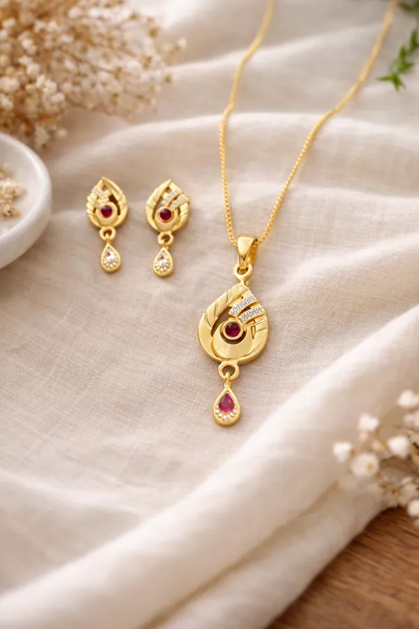 Golden_Ruby_Peacock_Pendant_Necklace_Set_With_Matching_Earrings_For_Women