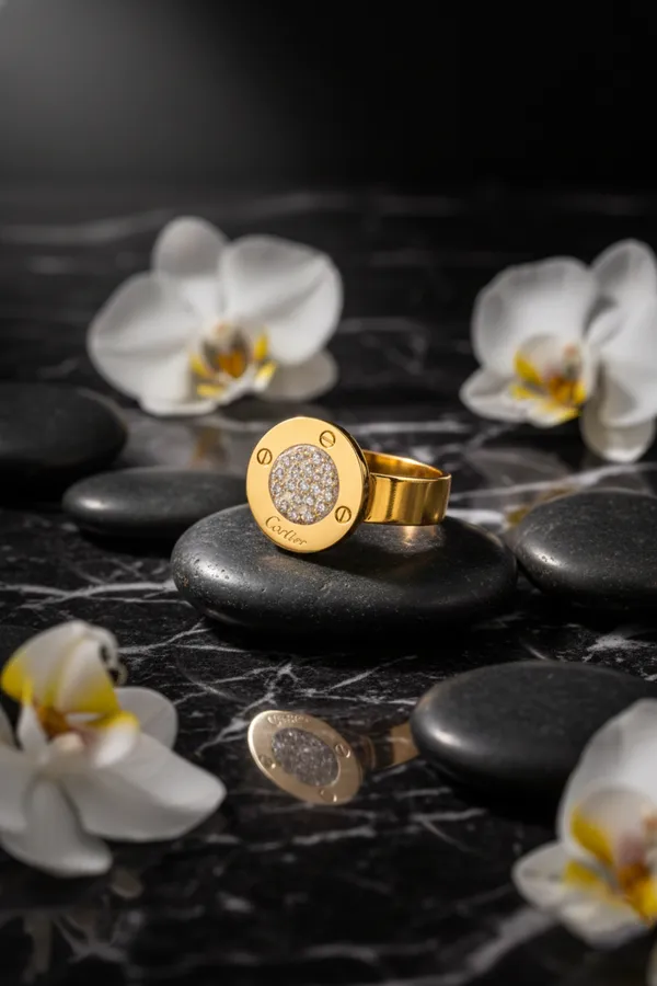Golden_Cartier_Inspired_Gold_Plated_Ring_With_Pave_Diamond_Center_For_Women