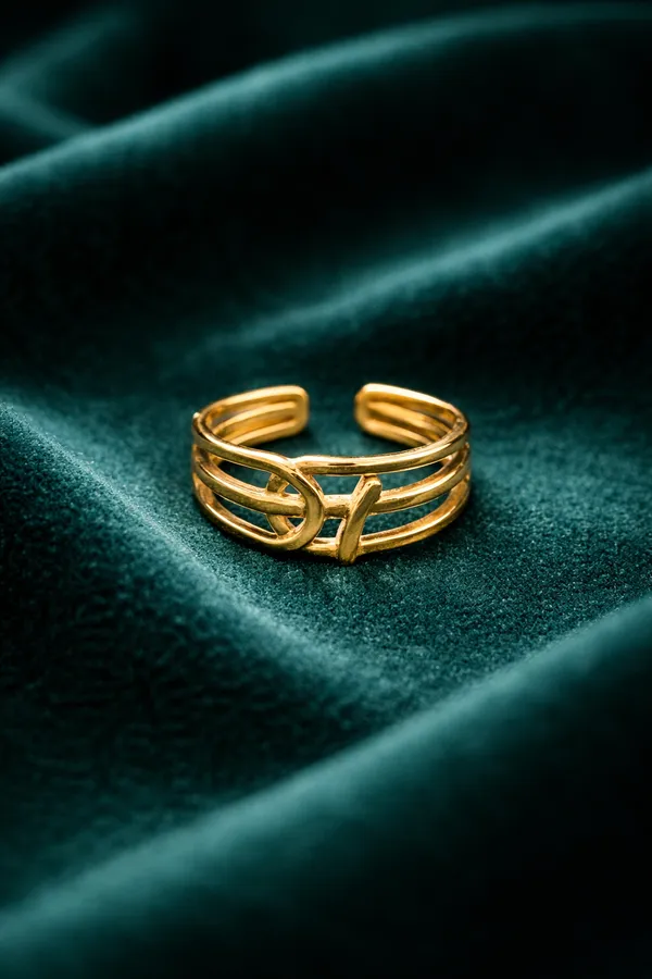 Golden_Elegant_Gold_Plated_Adjustable_Knot_Ring_For_Women