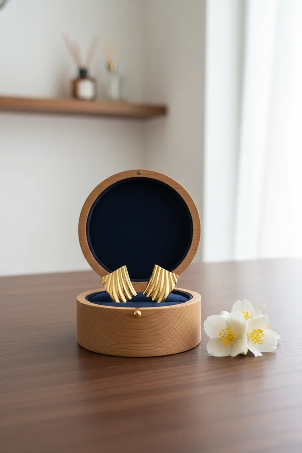 Golden_Ridged_Statement_Stud_Earrings_For_Women