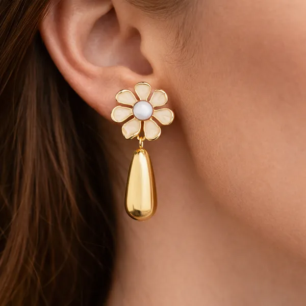 Golden_Flower_Drop_Earrings_With_Pearl_Center_For_Women