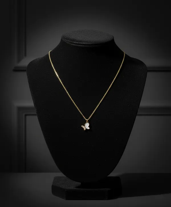 White_Elegant_Butterfly_Pendant_Necklace_With_Gold_Chain_For_Women
