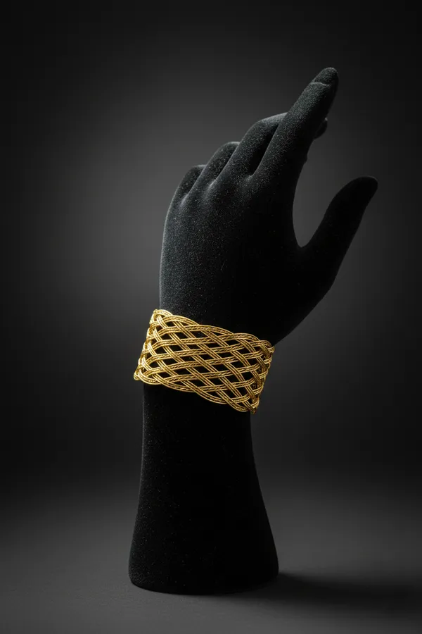 Golden_Lattice_Weave_Wide_Cuff_Bracelet_For_Women