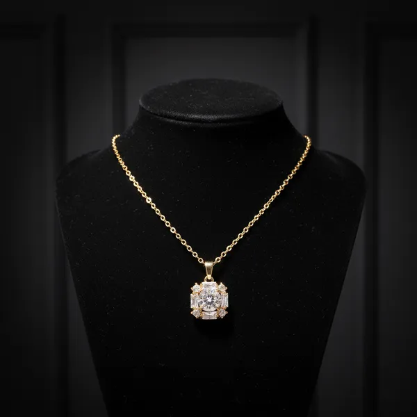 White_Elegant_Crystal_Halo_Pendant_Necklace_With_Gold_Chain_For_Women