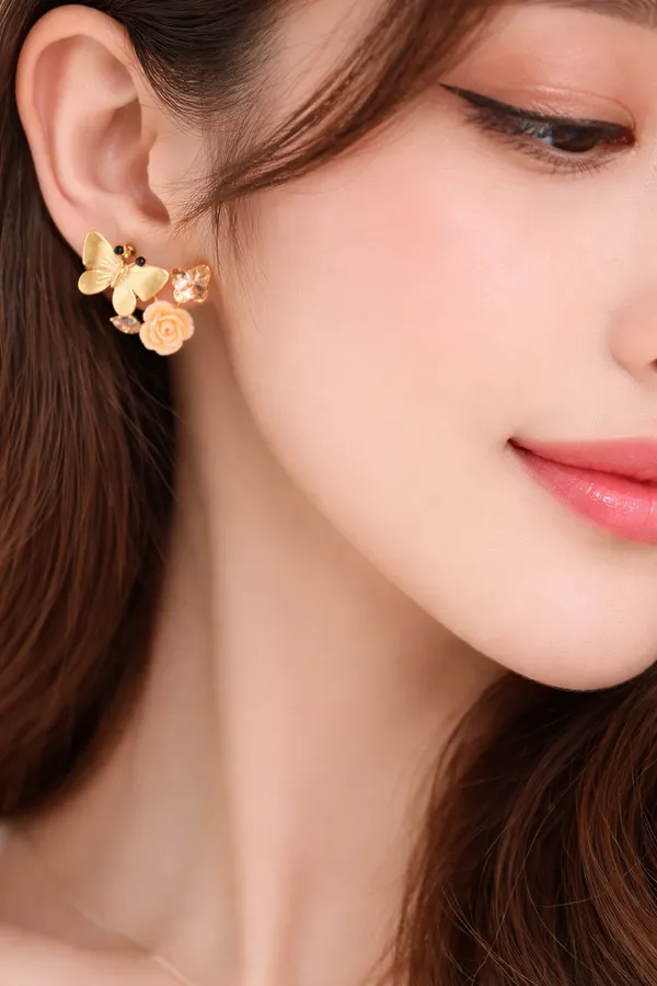 Golden_Butterfly_And_Rose_Stud_Earrings_With_Crystal_Accents_For_Women