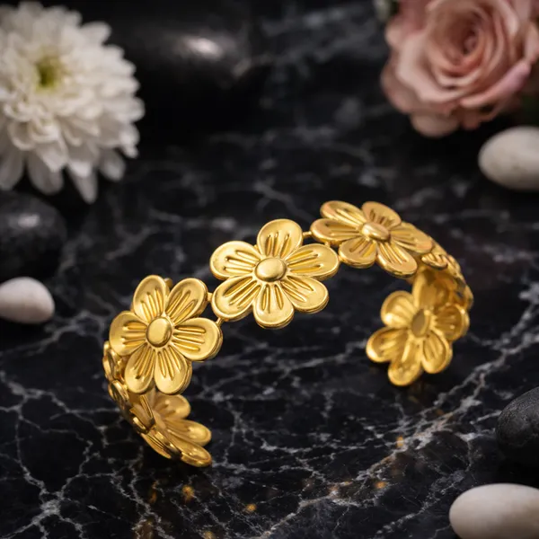 Golden_Floral_Cuff_Bracelet_With_Dimensional_Flower_Design_For_Women