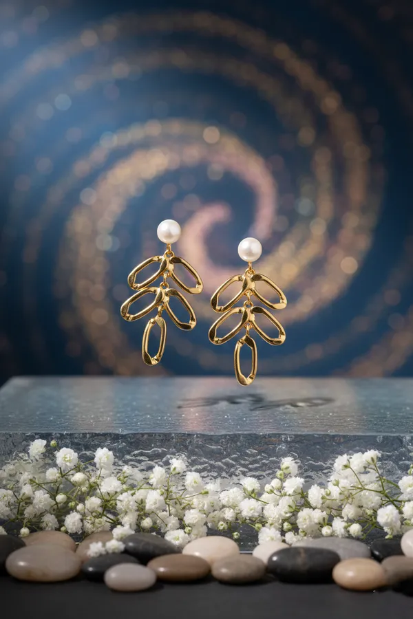 Golden_Pearl_Drop_Leaf_Earrings_For_Women