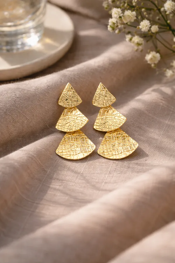 Brown_Textured_Triple_Tier_Drop_Earrings_For_Women