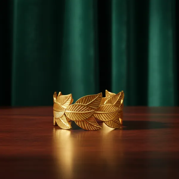 Golden_Leaf_Design_Adjustable_Bracelet_For_Women