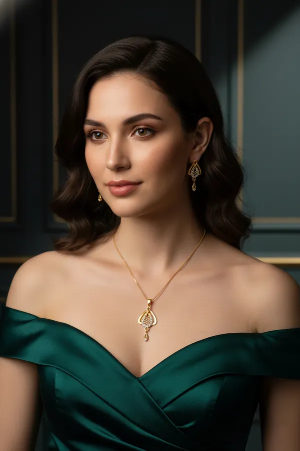 Gold_Plated_Cz_Stone_Pendant_Necklace_Set_With_Earrings_For_Women