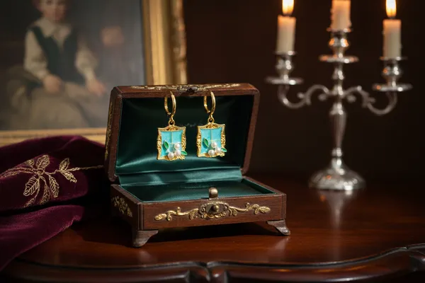 Blue_Elegant_Floral_Window_Frame_Drop_Earrings_With_Pearl_Accents_For_Women