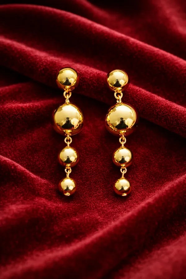 Golden_Elegant_Ball_Drop_Earrings_For_Women