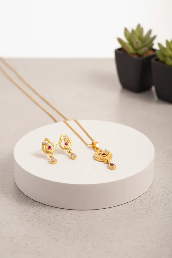 Golden_Ruby_Peacock_Pendant_Necklace_Set_With_Matching_Earrings_For_Women