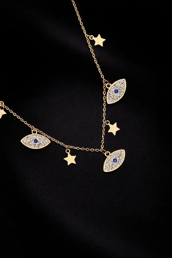 White_Evil_Eye_Star_Charm_Necklace_Gold_Plated_Delicate_Chain_With_Blue_Stone_Accents_For_Women