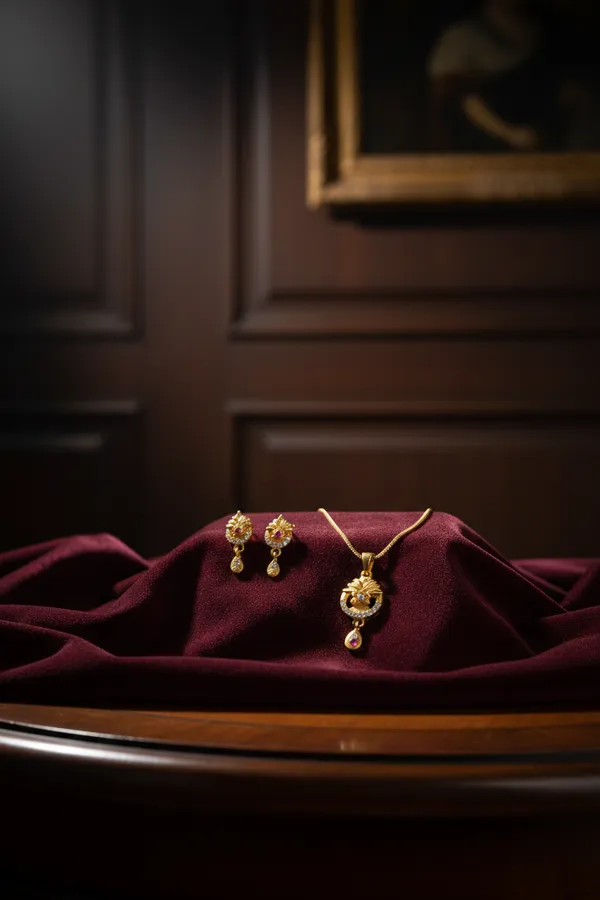 Gold_Plated_Peacock_Design_Pendant_Set_With_Red_Stone_Drop_For_Women