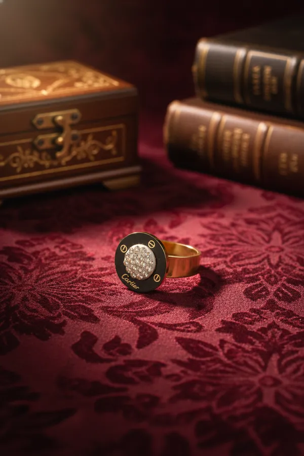 Golden_Cartier_Inspired_Gold_Plated_Ring_With_Pave_Diamond_Center_For_Women