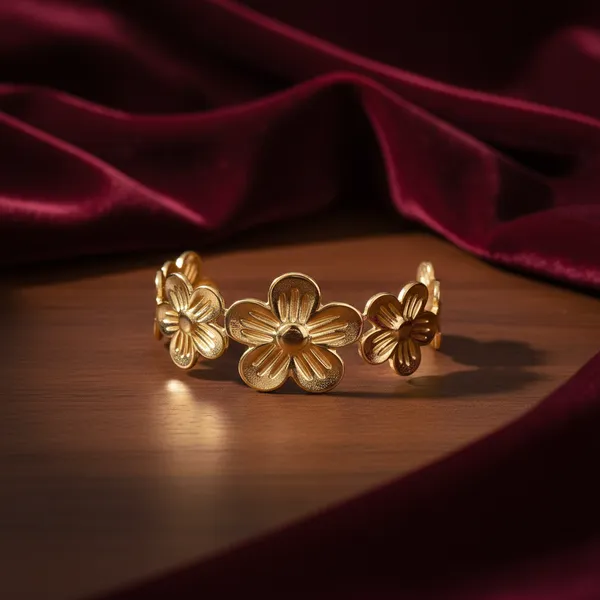 Golden_Floral_Cuff_Bracelet_With_Dimensional_Flower_Design_For_Women