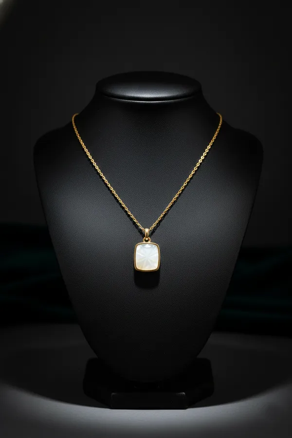 White_Elegant_Square_Mother_Of_Pearl_Gold_Plated_Pendant_Necklace_For_Women